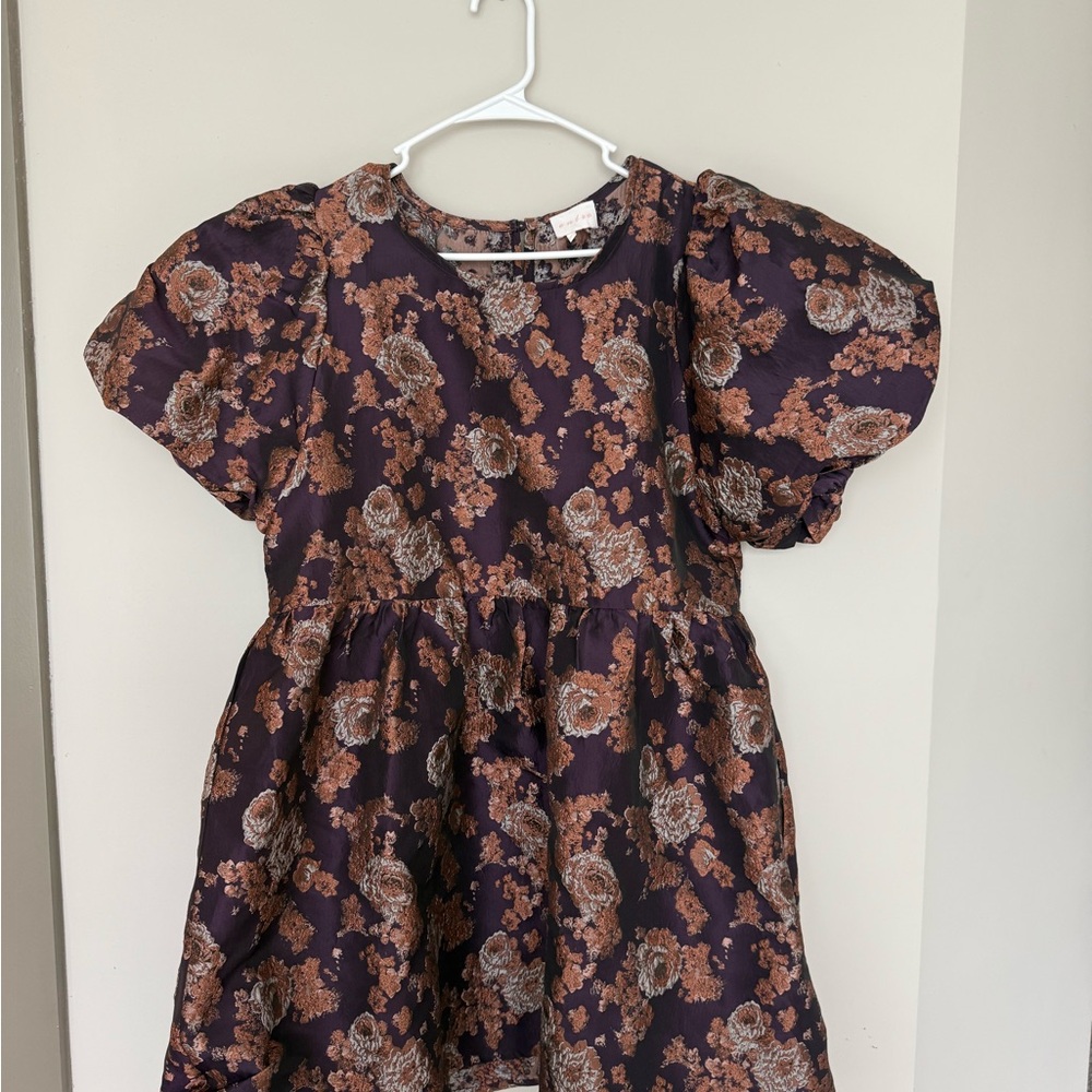 Entro Elegant Floral Dress - Purple and Brown